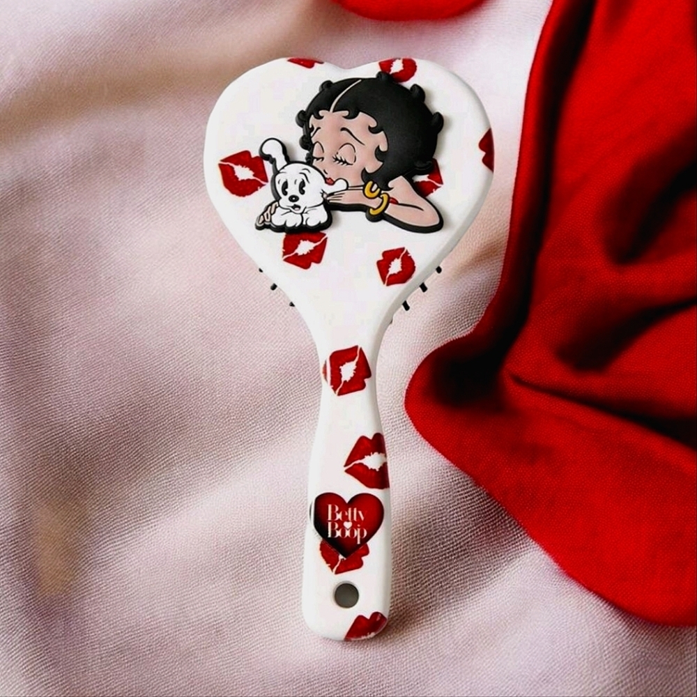 Betty Boop White and Red Heart Mini Hair Brush
